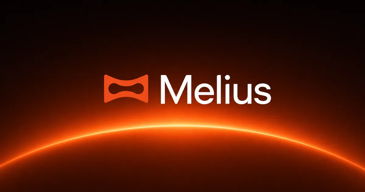 Open Graph image and social preview for Melius in Gradient Glow style